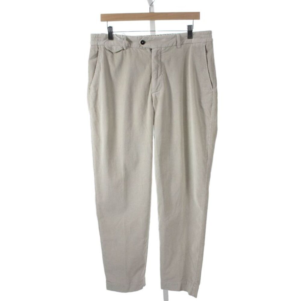 Designer Mens Chino Pants Beige Cotton Button Size 34